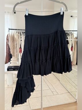 Loewe Blue Asymmetrical Tiered Ruffle Skirt